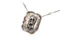 Sterling Brutalist Style Face Pendant Necklace