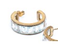 Sterling Silver Channel Set Topaz Hoop Earrings