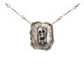 Sterling Brutalist Style Face Pendant Necklace