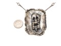 Sterling Brutalist Style Face Pendant Necklace