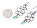 Sterling And 14K Serpentine And Topaz Pendant Earrings