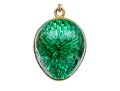 18k Yellow Gold Beautiful Green Enamel Guilloche Enamel Easter Egg Pendant