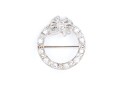 14K White Gold Filigree And Diamond Circle Brooch