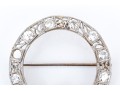 14K White Gold Filigree And Diamond Circle Brooch