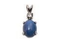 Charming 14K White Gold Star Sapphire And Diamond Pendant