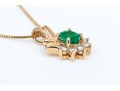 10k Yellow Gold Pretty Emerald, 0.27 CTS, And Diamond Pendant, App. 0.04 TCW, With Chain