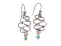 Sterling And 14K Serpentine And Topaz Pendant Earrings