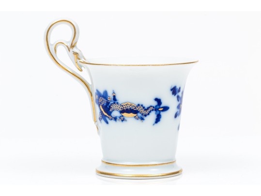 Meissen Lovely Dragon Blue Espresso Cup And Saucer, Gold Rim