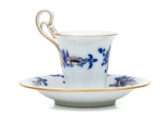 Meissen Lovely Dragon Blue Espresso Cup And Saucer, Gold Rim