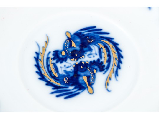 Meissen Lovely Dragon Blue Espresso Cup And Saucer, Gold Rim