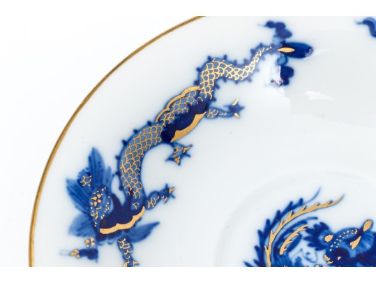 Meissen Lovely Dragon Blue Espresso Cup And Saucer, Gold Rim
