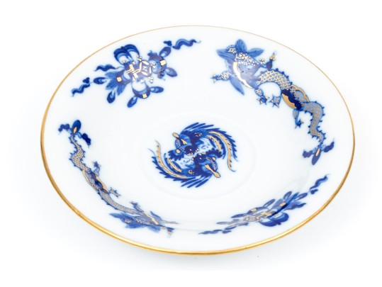 Meissen Lovely Dragon Blue Espresso Cup And Saucer, Gold Rim