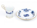 Meissen Lovely Dragon Blue Espresso Cup And Saucer, Gold Rim