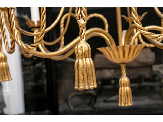 Gilt Metal Five Light Chandelier