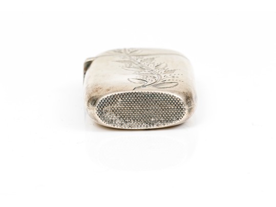 Sterling Silver Lovely Foliate And Floral Chased Antique Match Safe