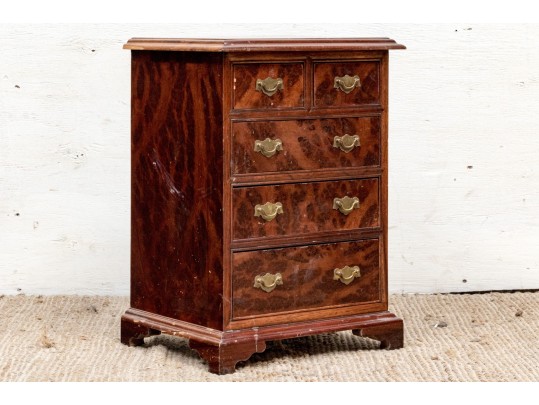 *Antique Diminutive Mahogany Veneered Jewelry Chest