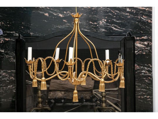 Gilt Metal Five Light Chandelier