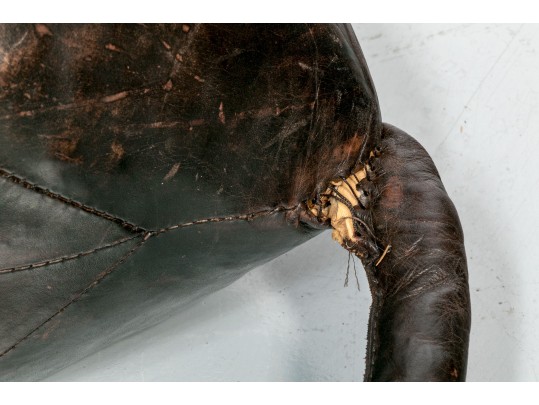 Playful Leather Upholstered Dog Figure