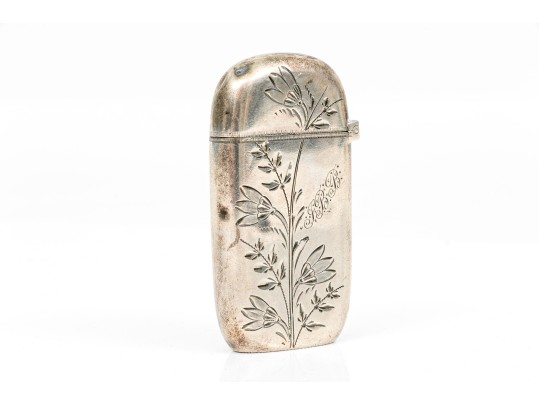 Sterling Silver Lovely Foliate And Floral Chased Antique Match Safe