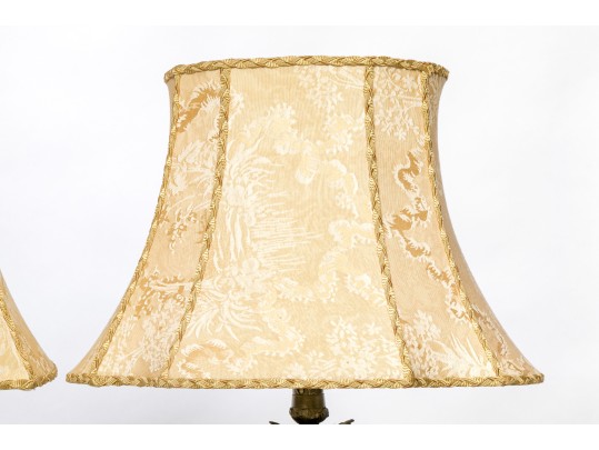 Vintage Pair Of Brass Neoclassical Style Lamps