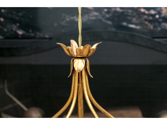 Gilt Metal Five Light Chandelier