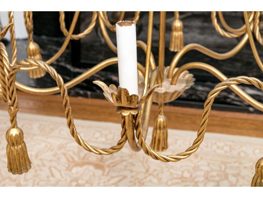 Gilt Metal Five Light Chandelier