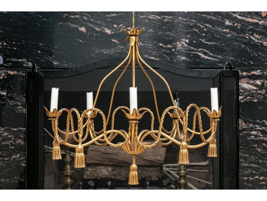 Gilt Metal Five Light Chandelier