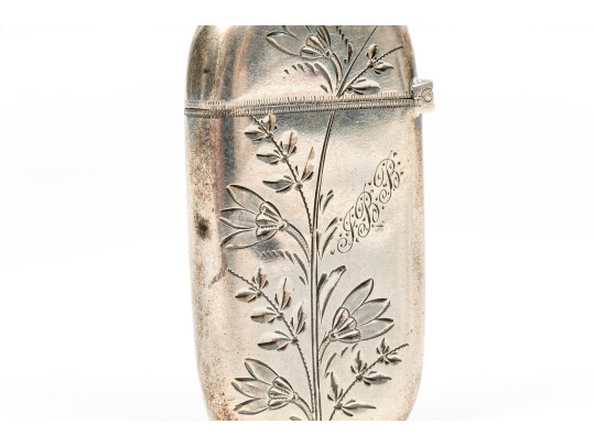 Sterling Silver Lovely Foliate And Floral Chased Antique Match Safe