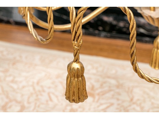 Gilt Metal Five Light Chandelier