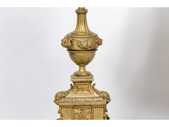 Vintage Pair Of Brass Neoclassical Style Lamps