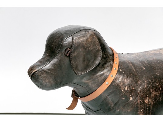 Playful Leather Upholstered Dog Figure