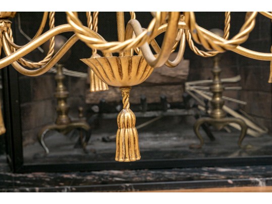 Gilt Metal Five Light Chandelier
