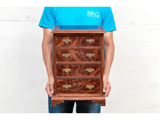 *Antique Diminutive Mahogany Veneered Jewelry Chest