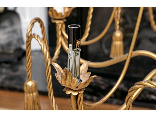 Gilt Metal Five Light Chandelier