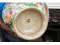 Massive Vintage Chinese Famille Rose Vase On Wood Stand