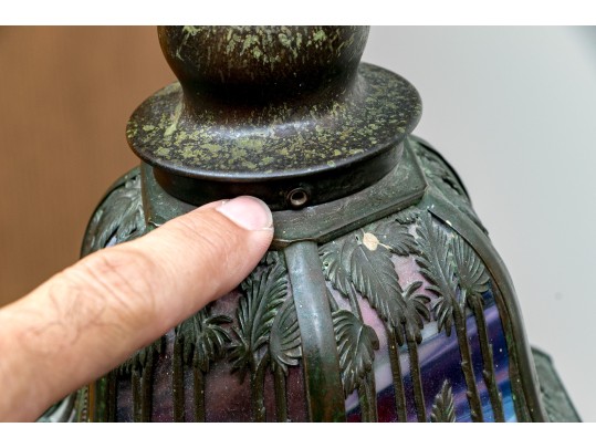 Antique Handel “Sunset Palm” American Arts & Crafts Leaded Glass Shade, Ca. 1900