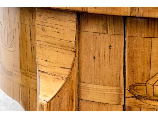 Antique French Louis XV/XVI Tulipwood And Marquetry Gueridon Table, Ca. 1880