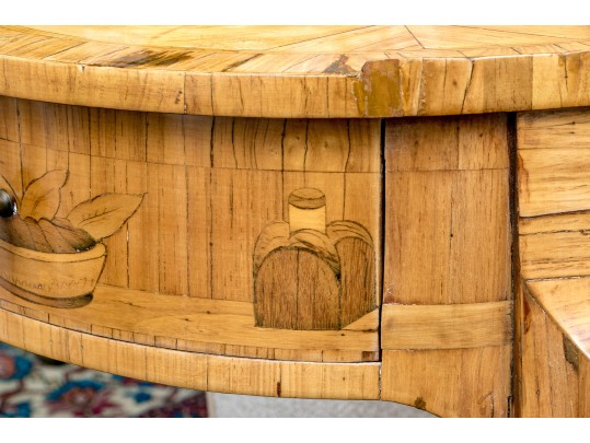 Antique French Louis XV/XVI Tulipwood And Marquetry Gueridon Table, Ca. 1880