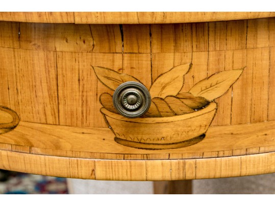 Antique French Louis XV/XVI Tulipwood And Marquetry Gueridon Table, Ca. 1880