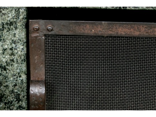 Vintage Iron Fire Place Screen And Tools Set