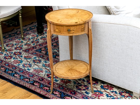 Antique French Louis XV/XVI Tulipwood And Marquetry Gueridon Table, Ca. 1880