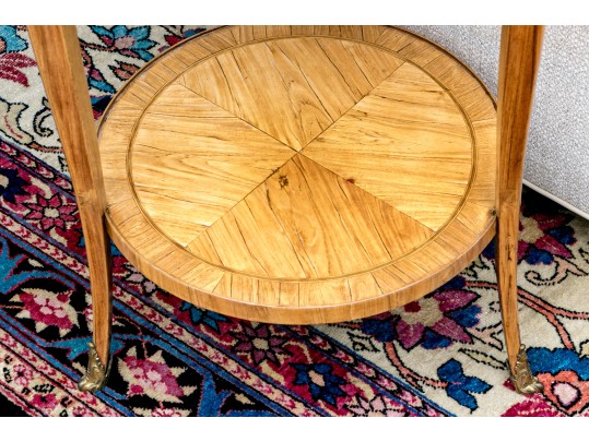 Antique French Louis XV/XVI Tulipwood And Marquetry Gueridon Table, Ca. 1880