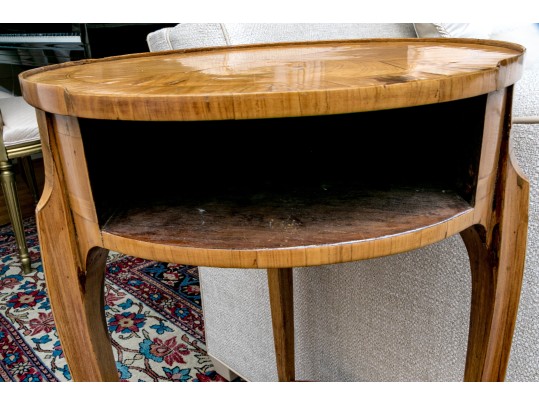 Antique French Louis XV/XVI Tulipwood And Marquetry Gueridon Table, Ca. 1880