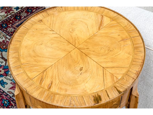 Antique French Louis XV/XVI Tulipwood And Marquetry Gueridon Table, Ca. 1880