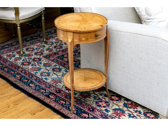 Antique French Louis XV/XVI Tulipwood And Marquetry Gueridon Table, Ca. 1880