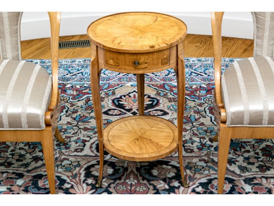 Antique French Louis XV/XVI Tulipwood And Marquetry Gueridon Table, Ca. 1880