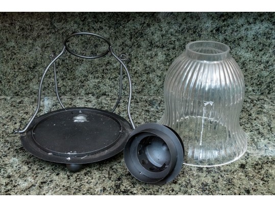 Vintage Aluminum And Glass Lantern