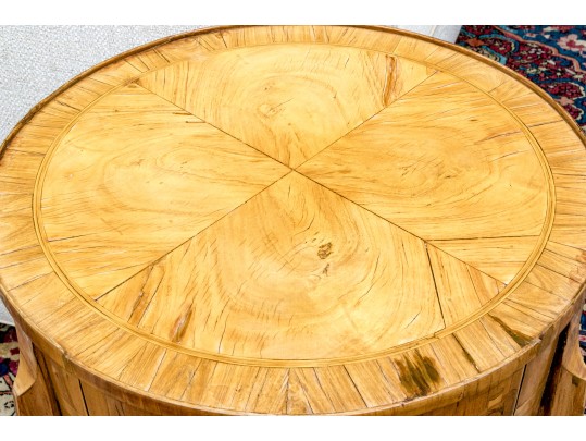 Antique French Louis XV/XVI Tulipwood And Marquetry Gueridon Table, Ca. 1880