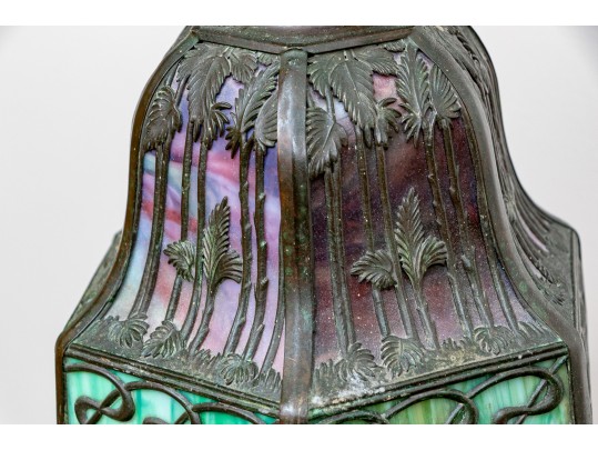 Antique Handel “Sunset Palm” American Arts & Crafts Leaded Glass Shade, Ca. 1900