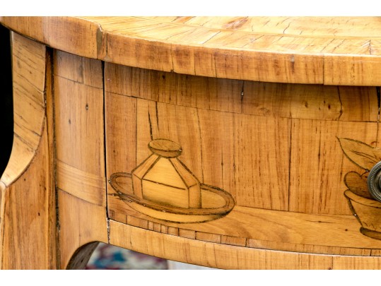 Antique French Louis XV/XVI Tulipwood And Marquetry Gueridon Table, Ca. 1880